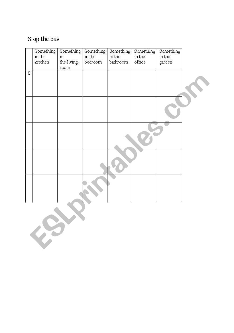 stop the bus game worksheet