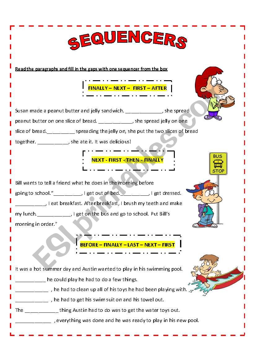 SEQUENCERS - WRITING worksheet