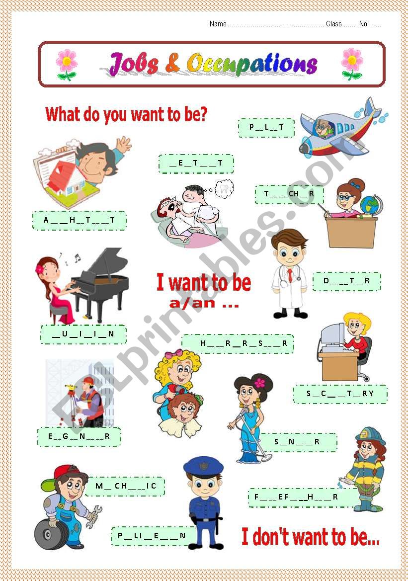 Job & Occupations worksheet