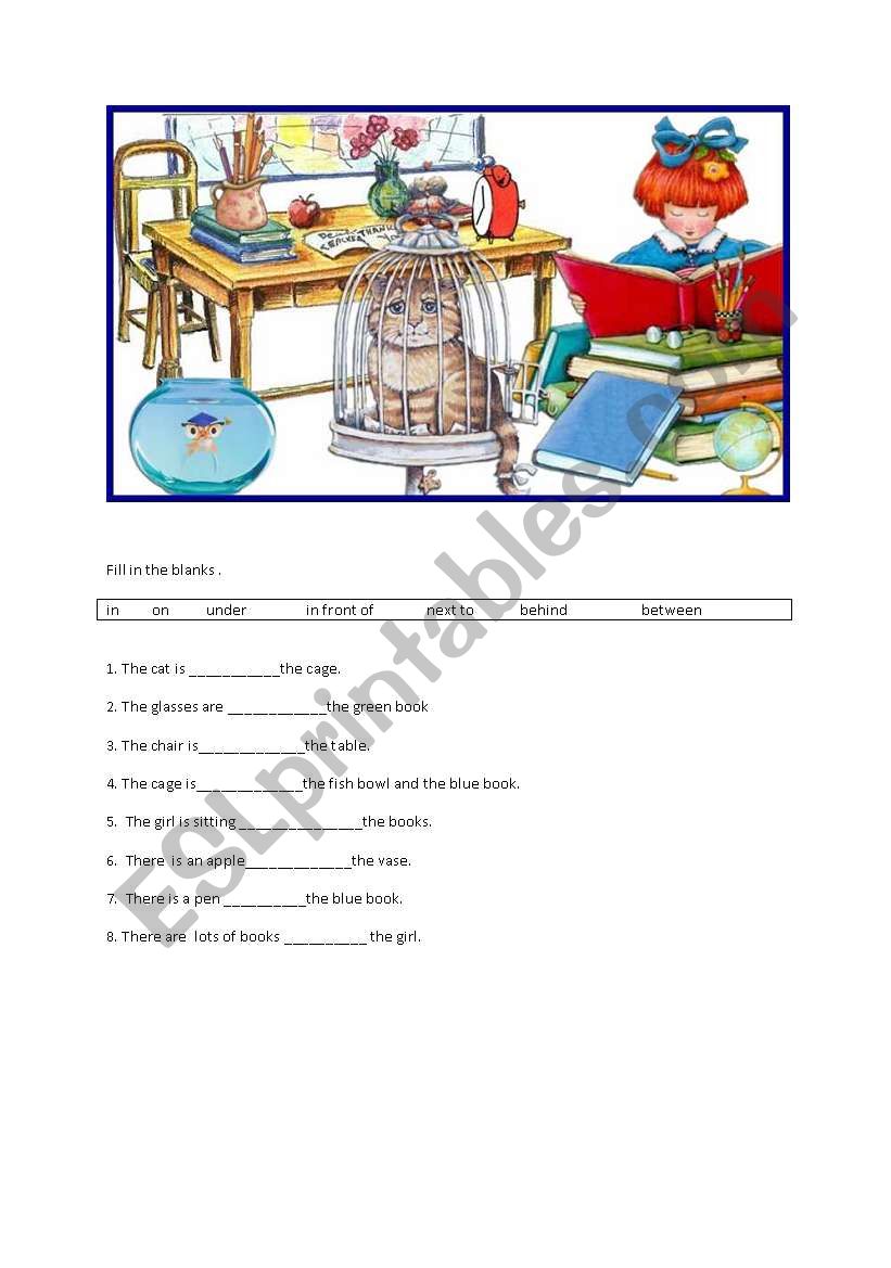 prepositions of place worksheet