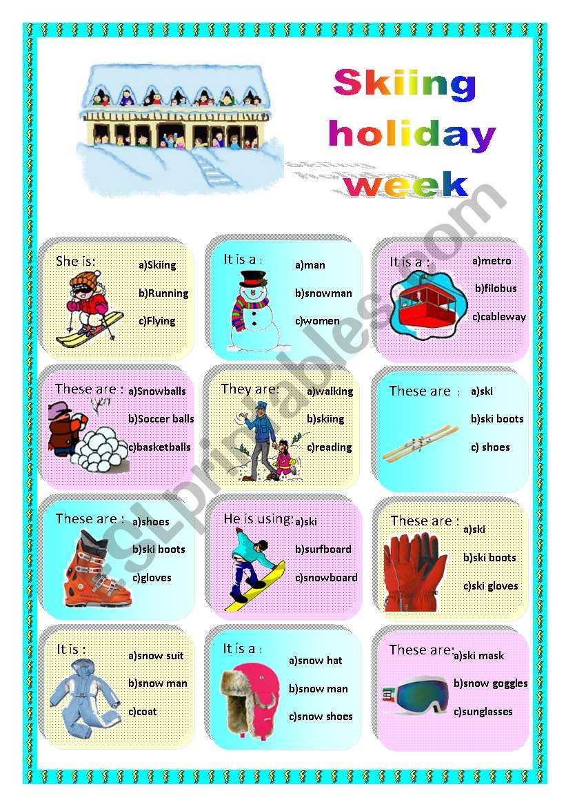 skiing holiday week  worksheet