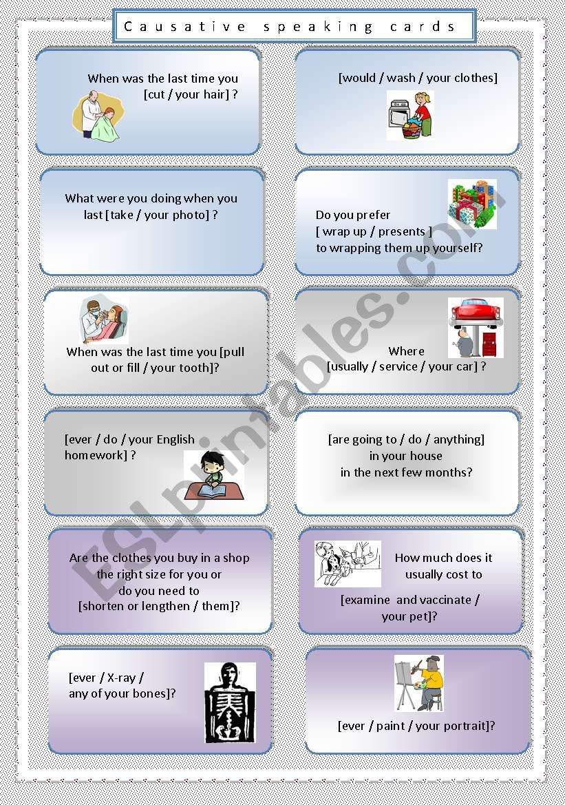 Causative conversation cards (2 pages)