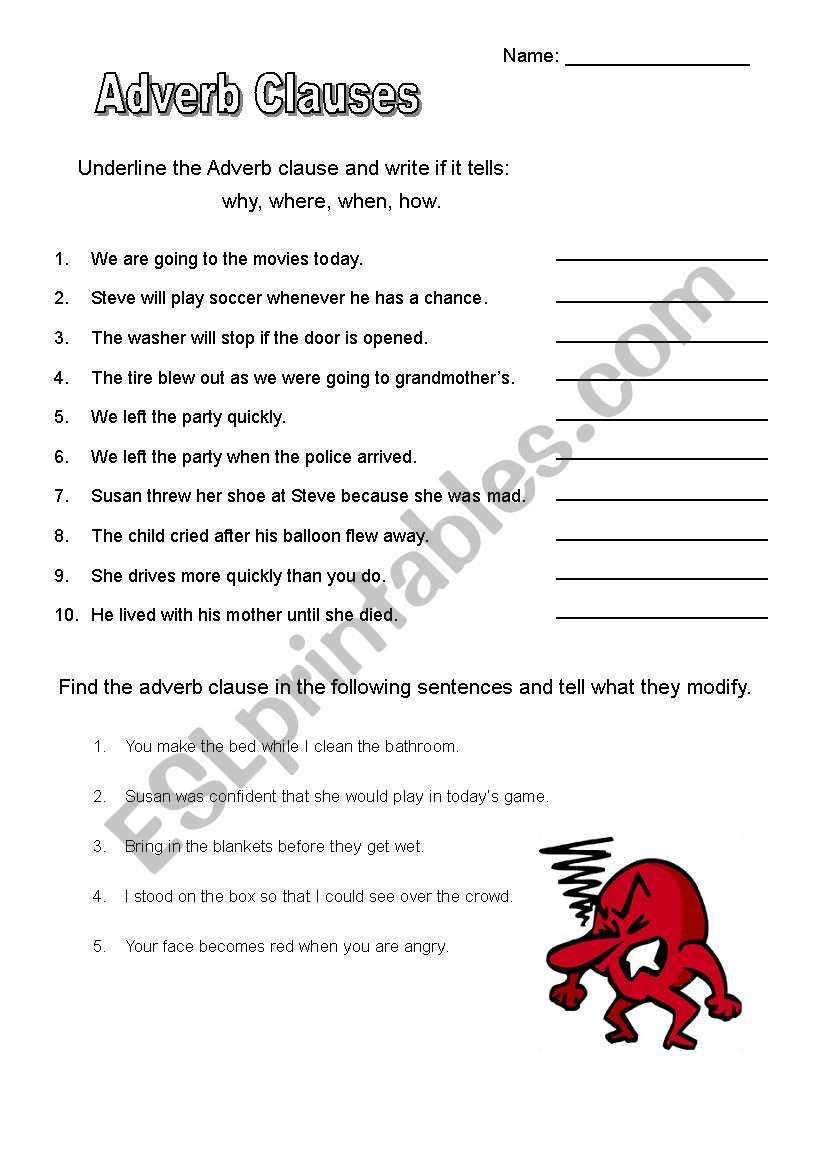 subordinate-clause-worksheet