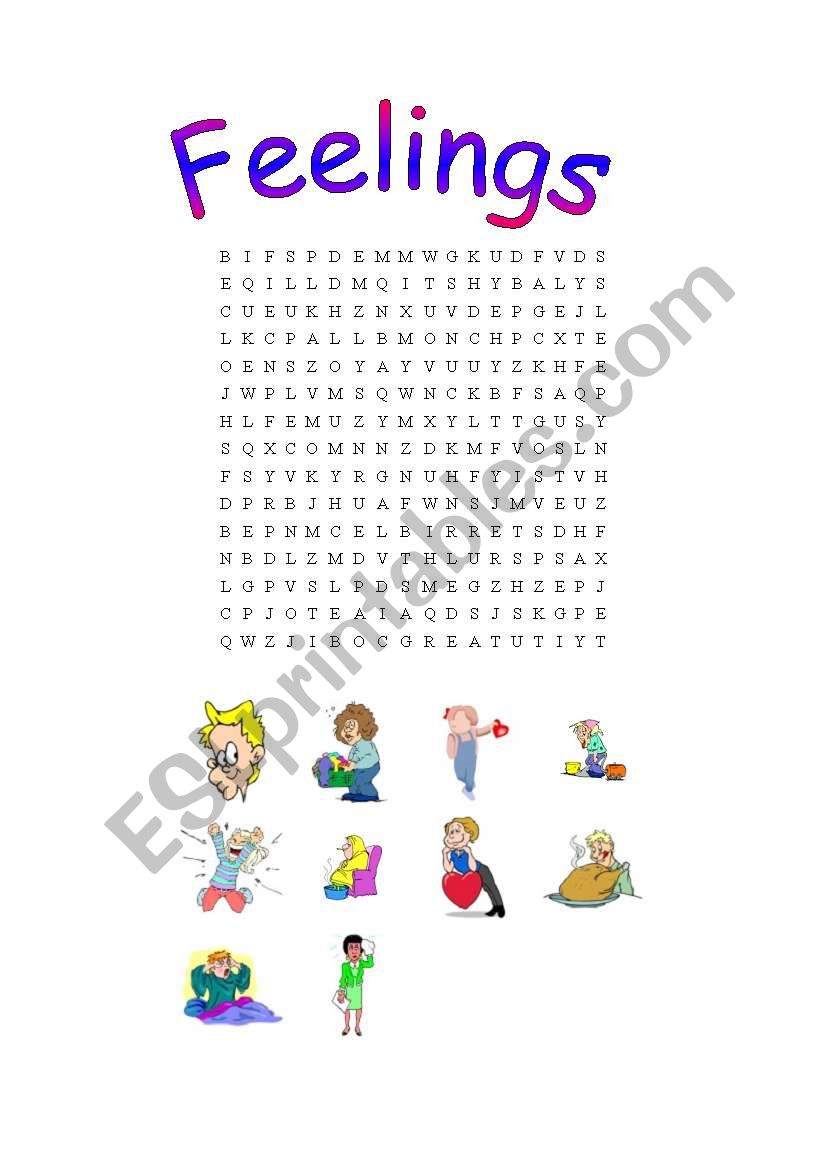 Feelings. Word Search worksheet