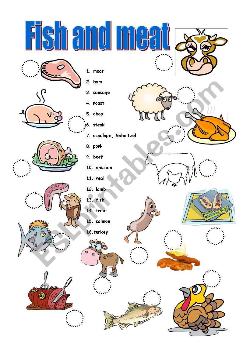 Fish and meat worksheet