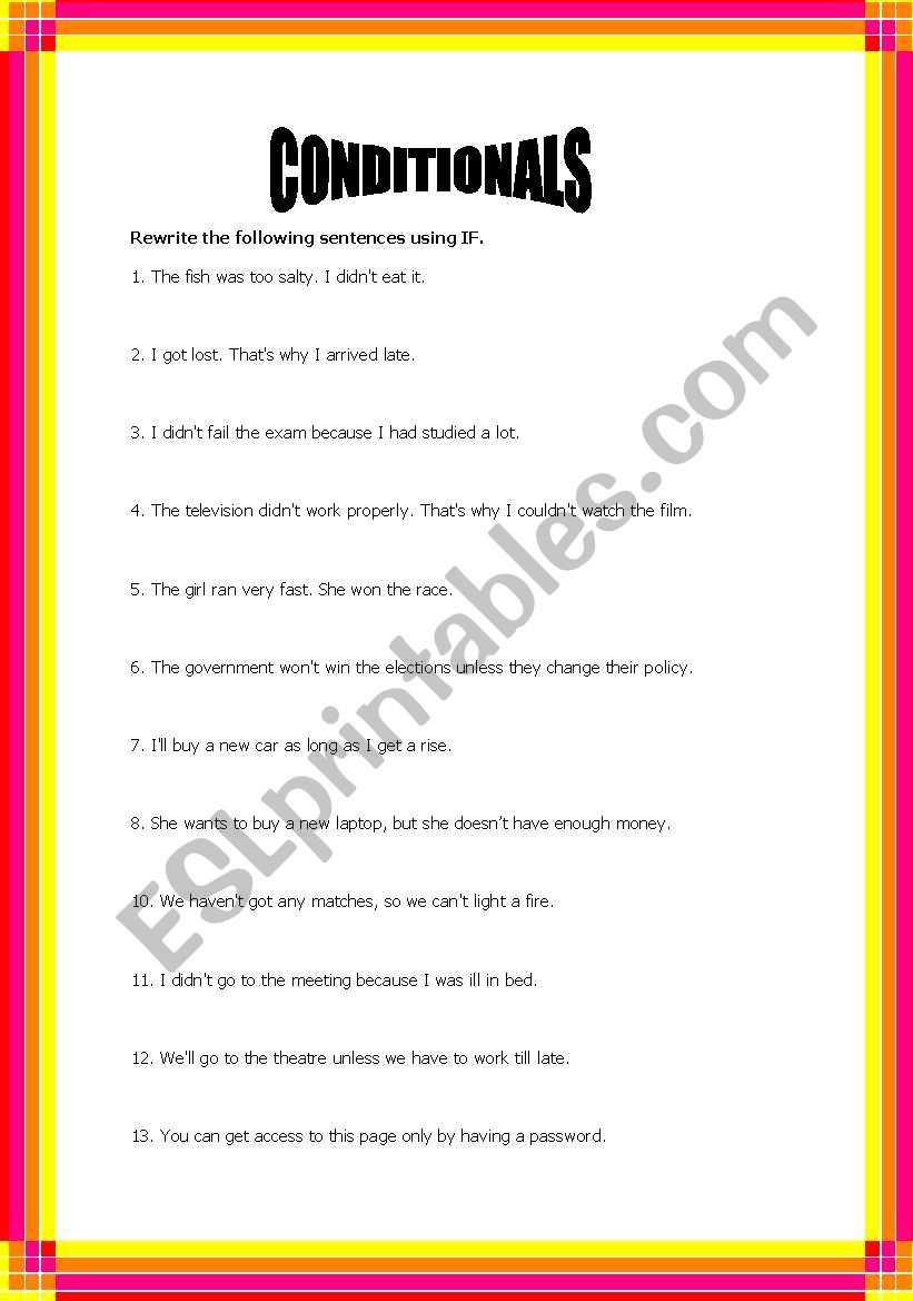 CONDITIONAL SENTENCES worksheet