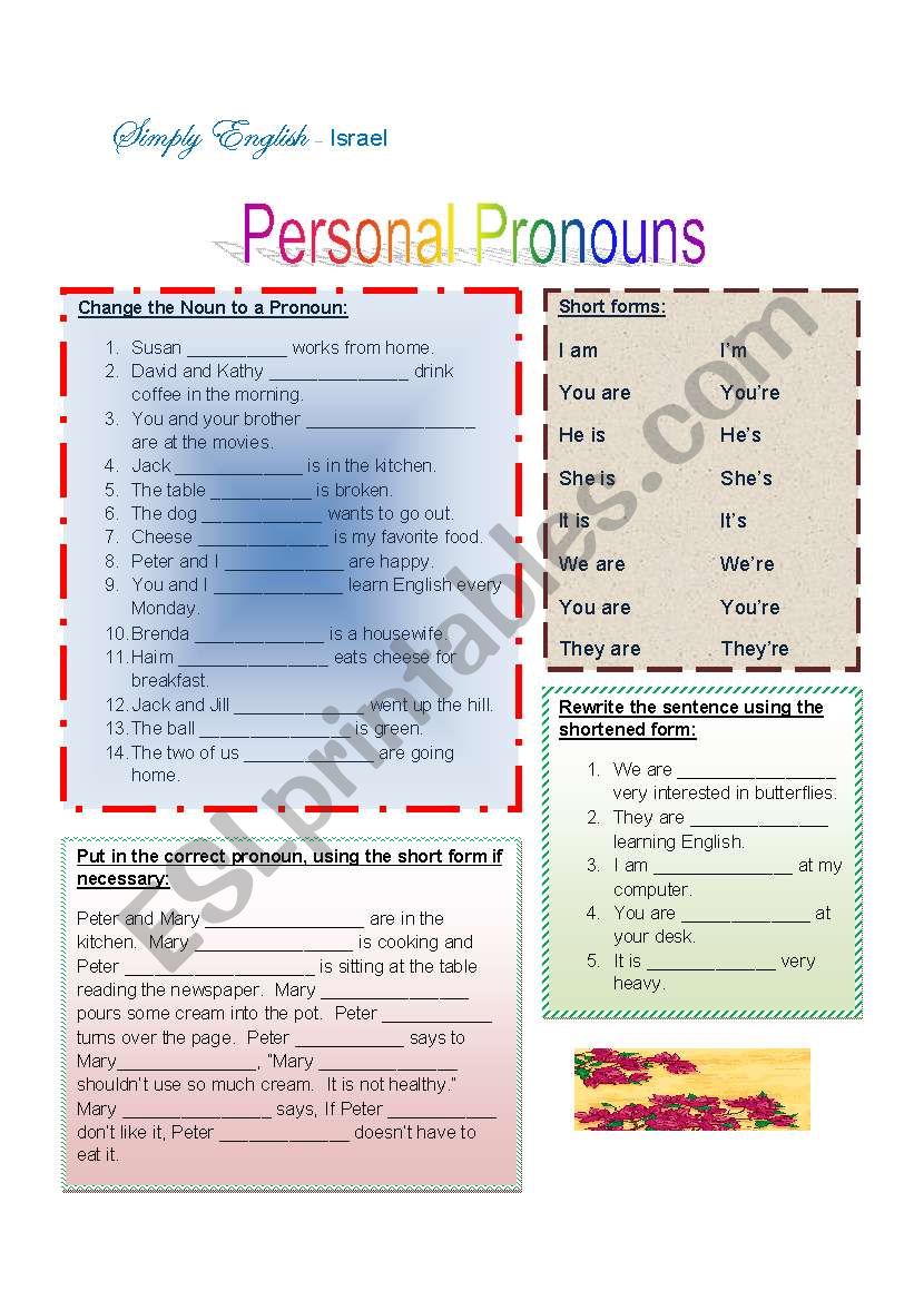 Personal Pronouns - Part 3 worksheet