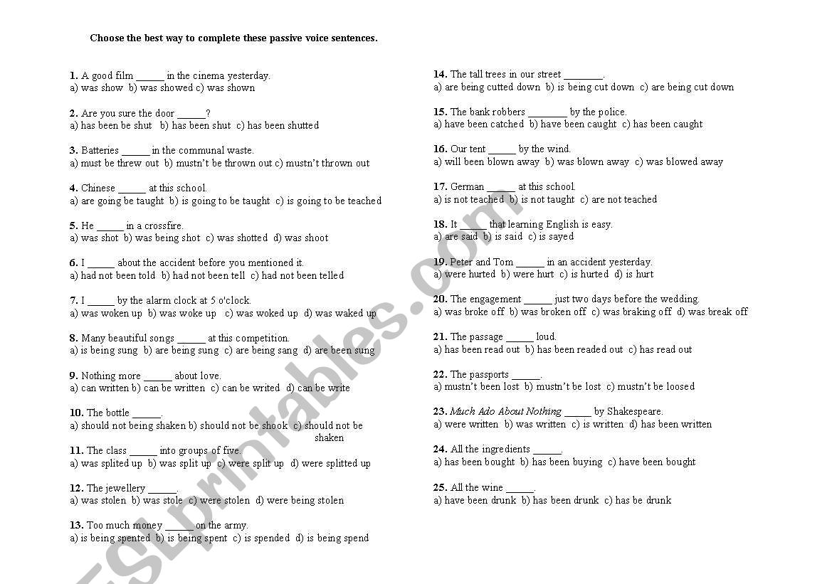 PASSIVE VOICE worksheet