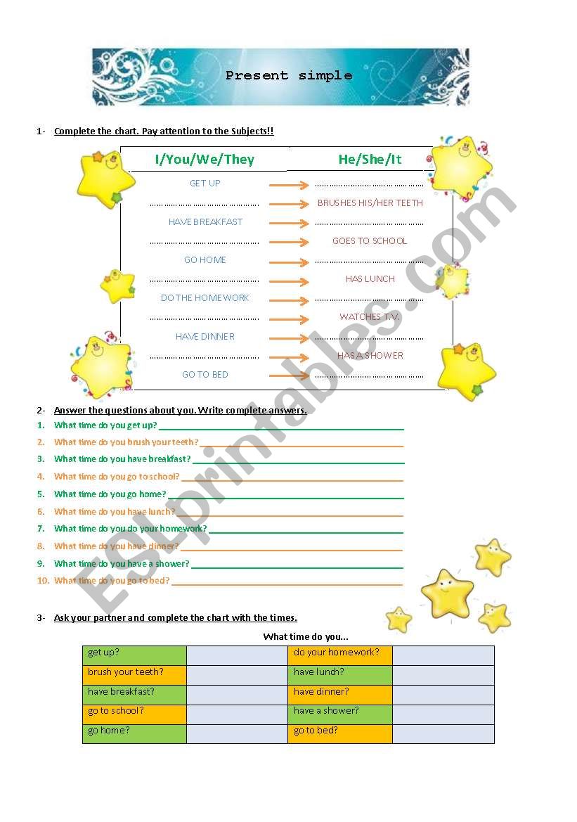 Present Simple - Times worksheet