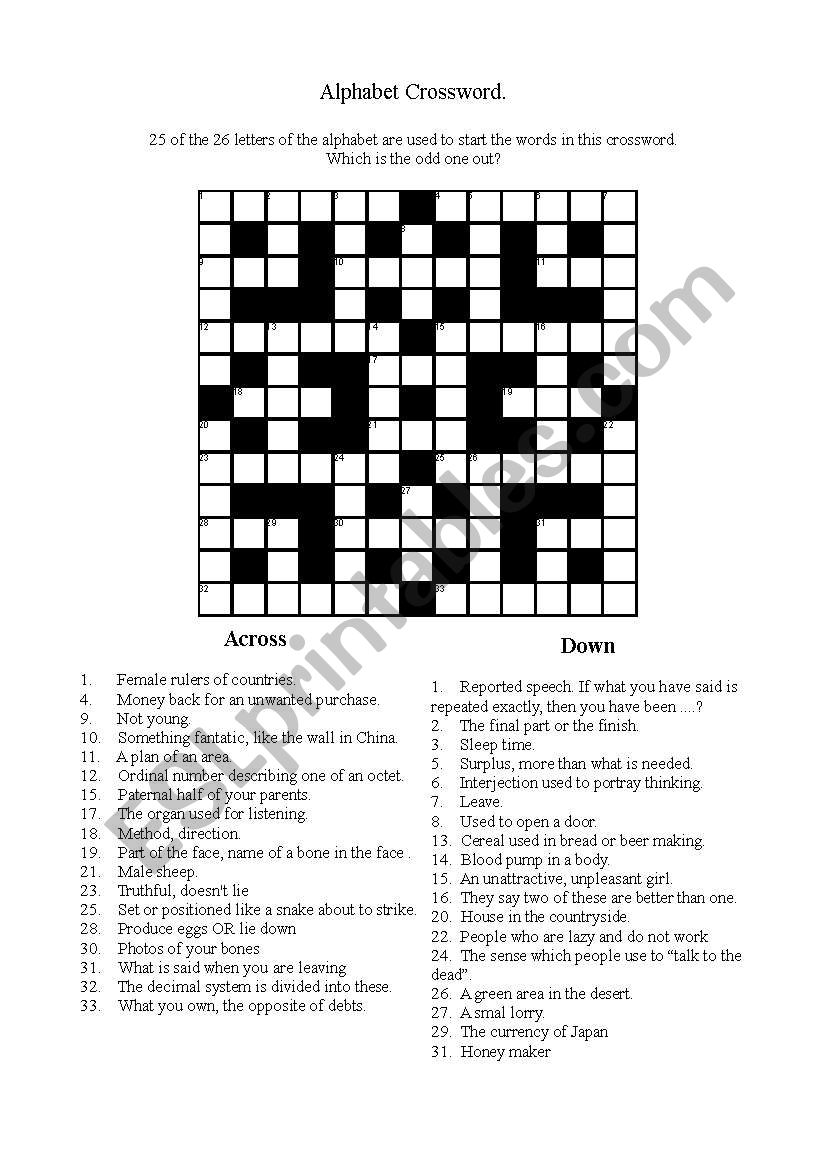 FCE crossword worksheet