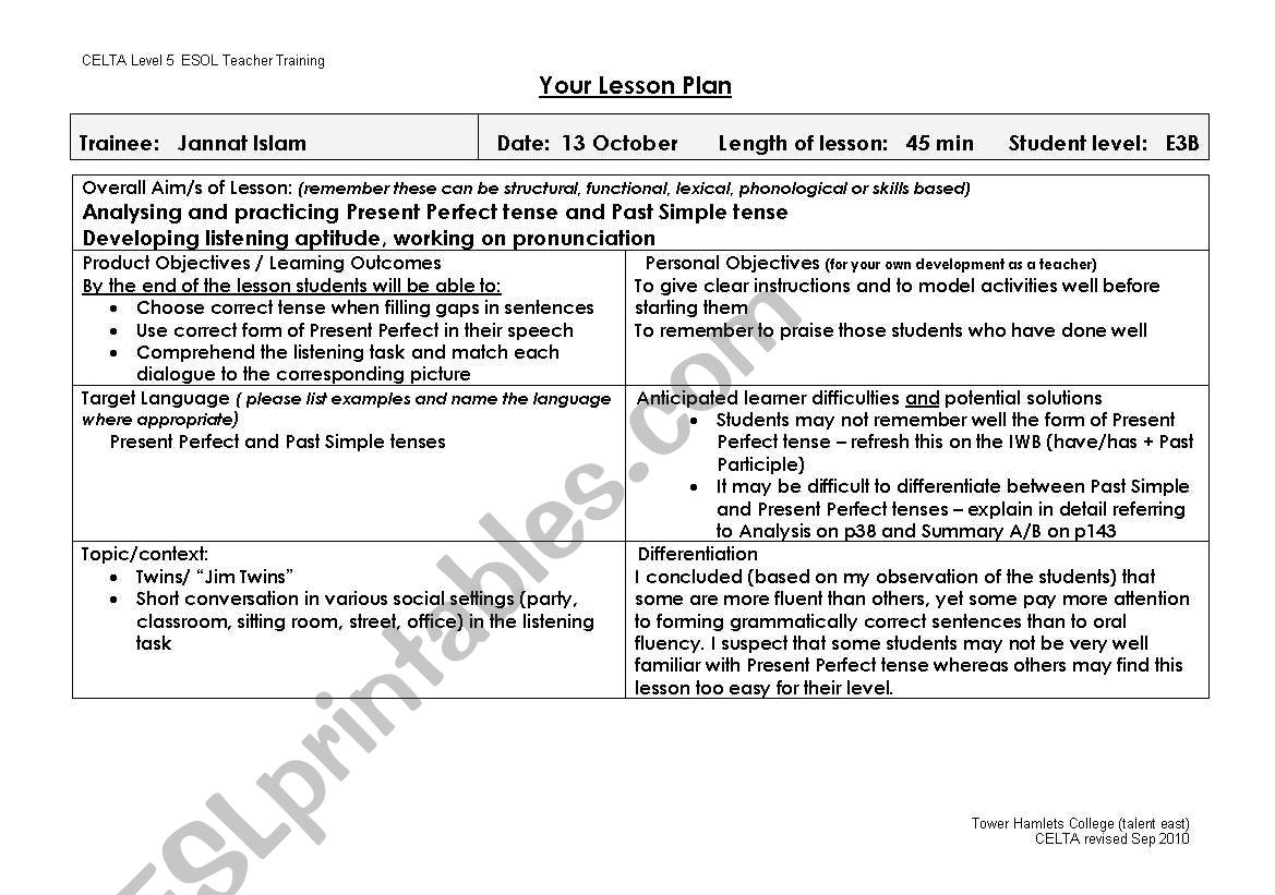 Present Perfect and Past Continuous