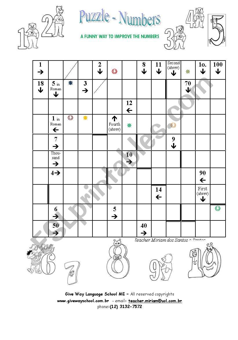 Puzzle - Numbers worksheet