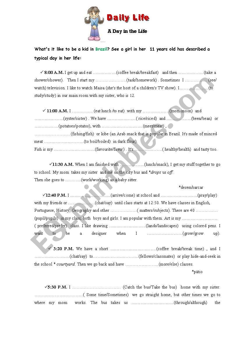 Brazilian Life worksheet