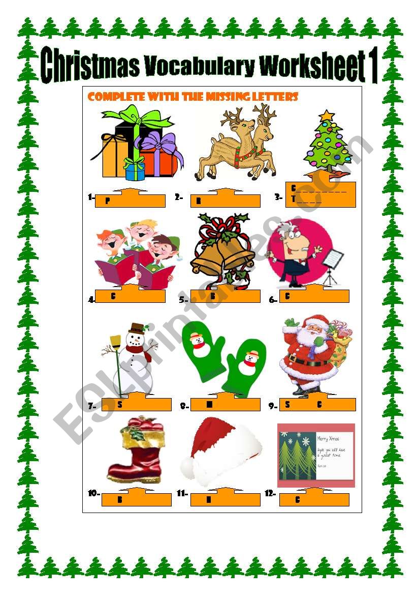 Christmas Vocabulary Worksheet!Just Print & Enjoy!