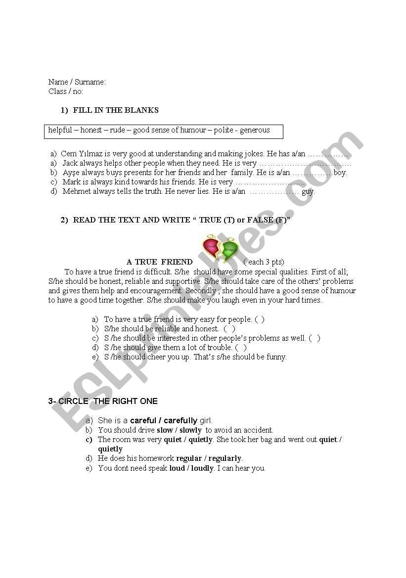 quiz worksheet