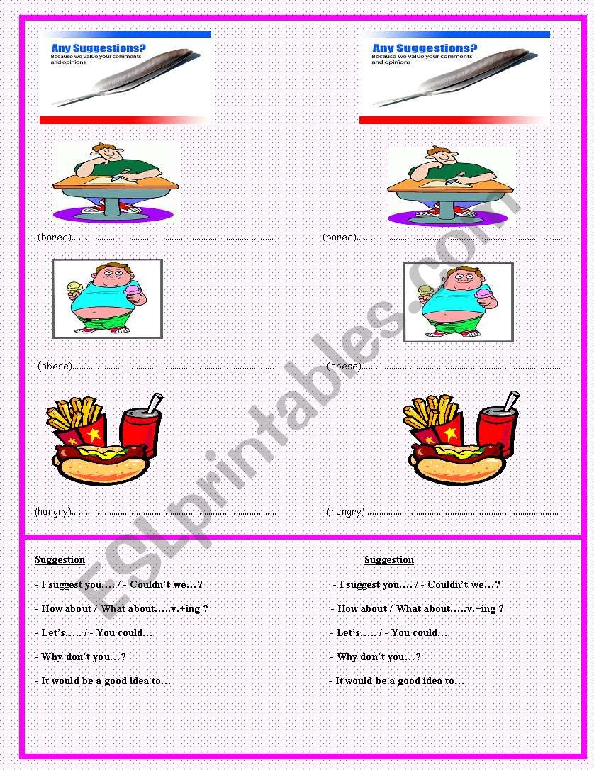 Do you have any suggestions ? worksheet