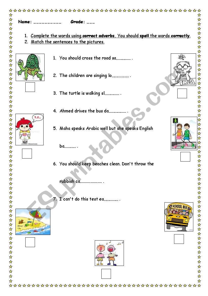 adverbs worksheet