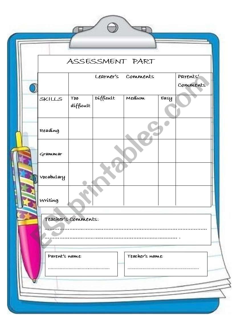 A detailed assessment paper worksheet