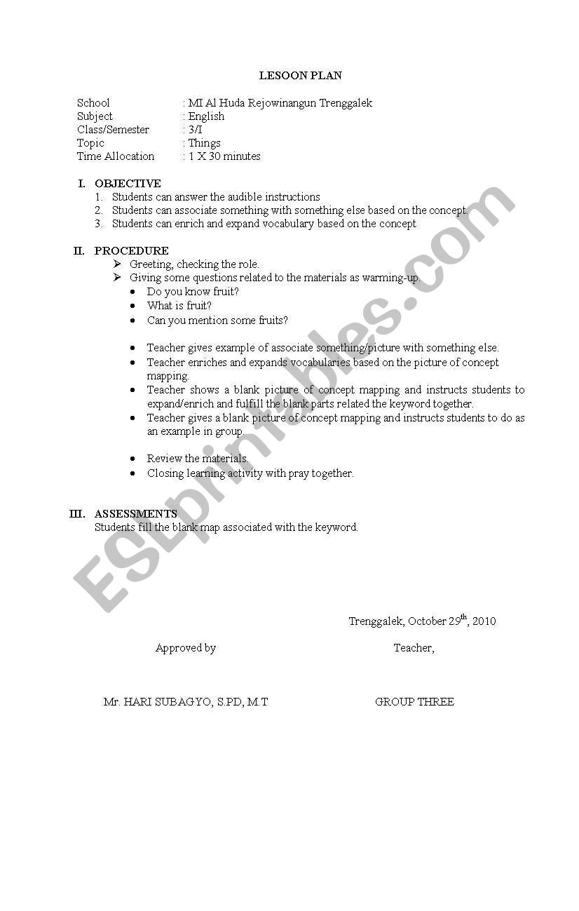 Lesson Plan-Concept Mapping worksheet