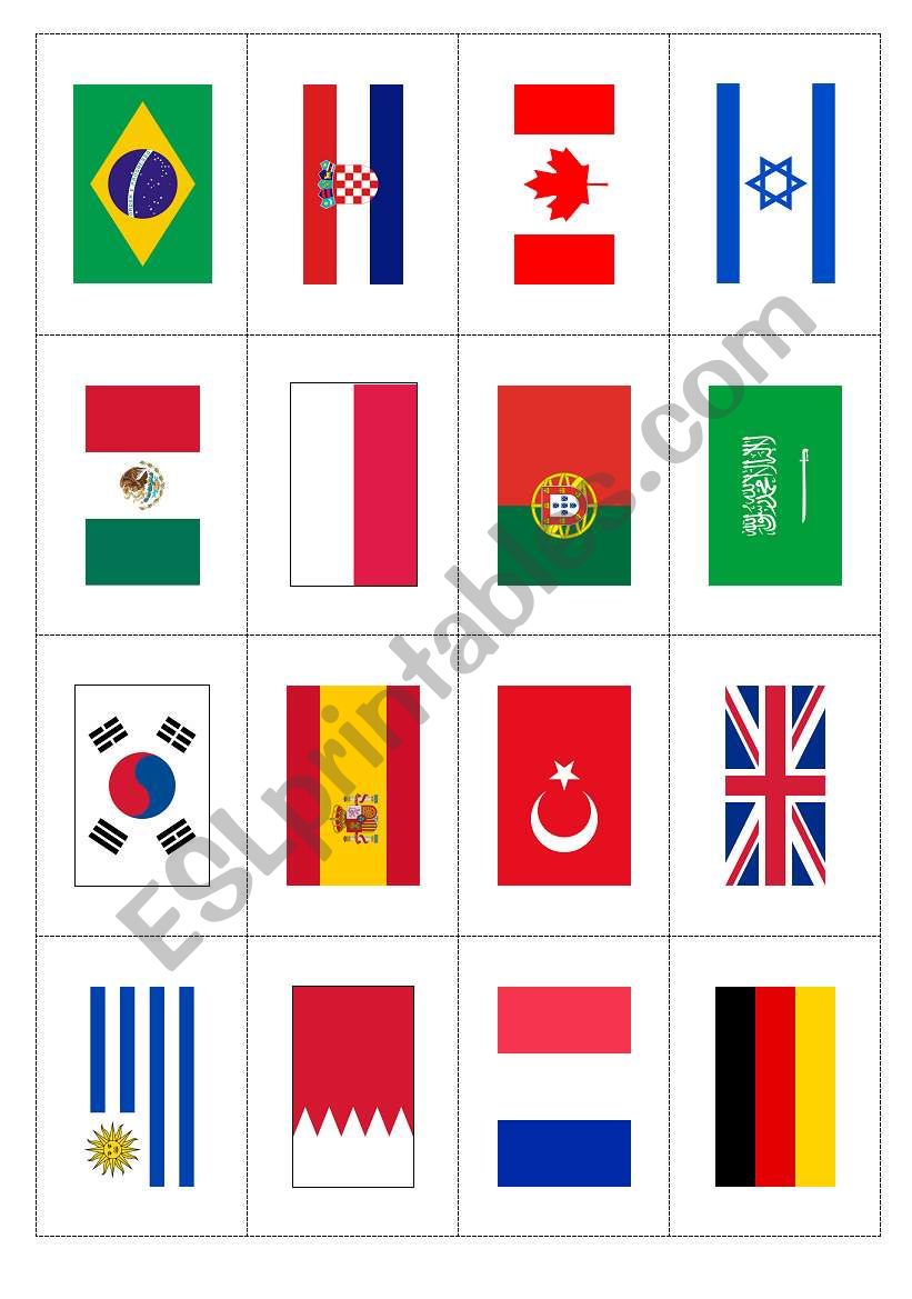 World Flags 1_flashcards worksheet