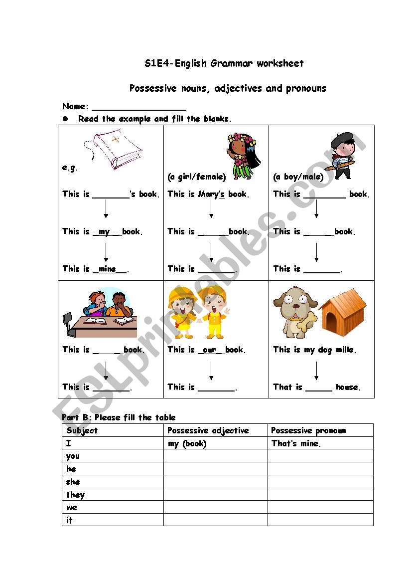 Pronoun exercise worksheet