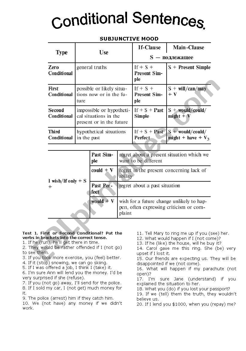 Conditional Sentences. worksheet