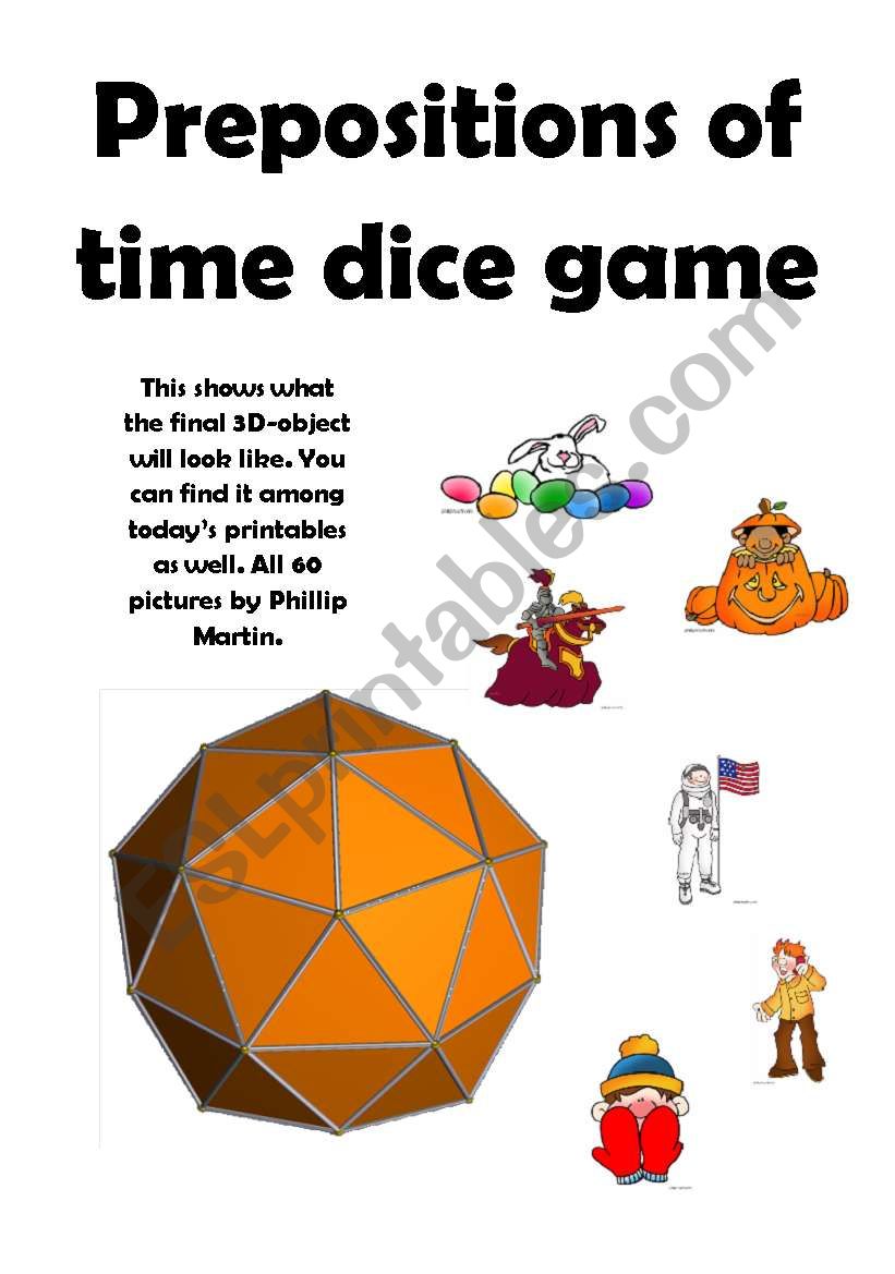 AT ON IN Time Prepositions 60-sided dice 