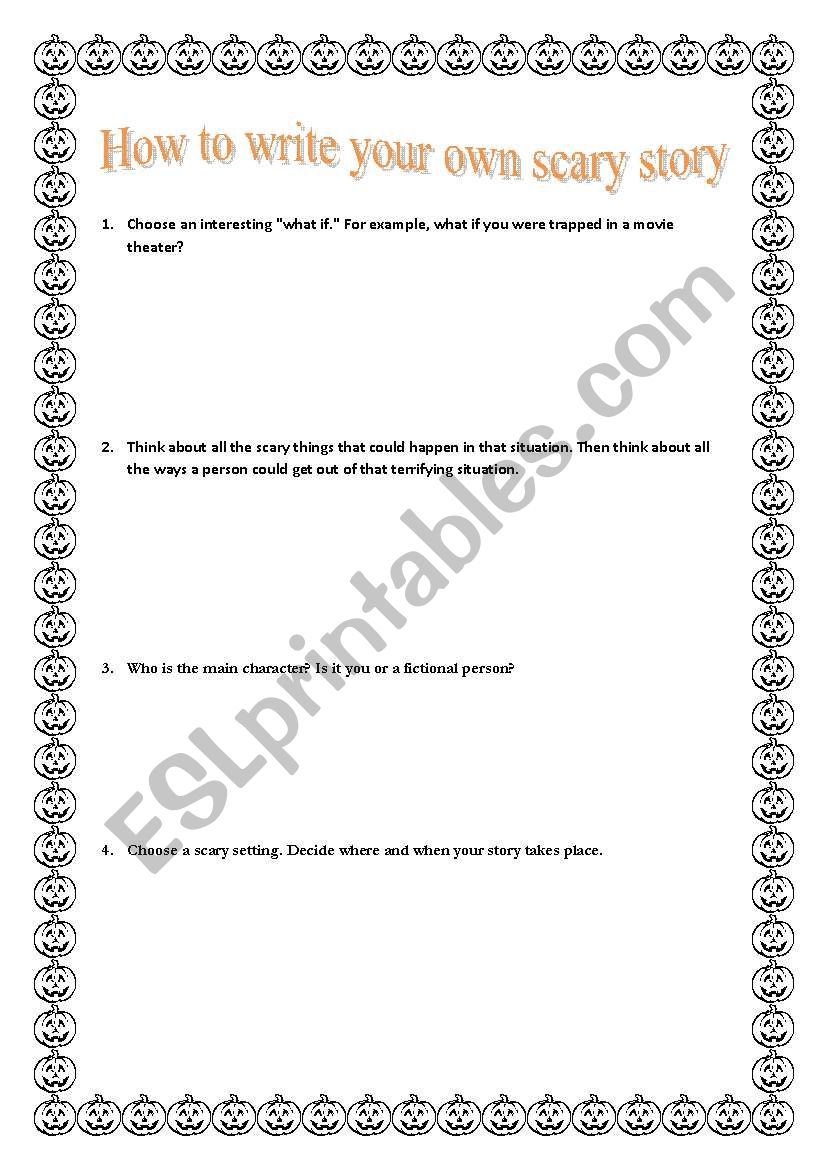 How to write a scary story - ESL worksheet by Epic_Sam