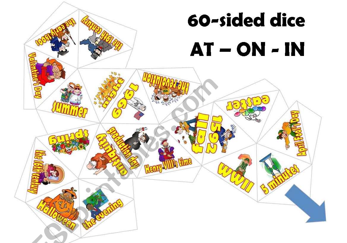 Prepositions of time dice game 