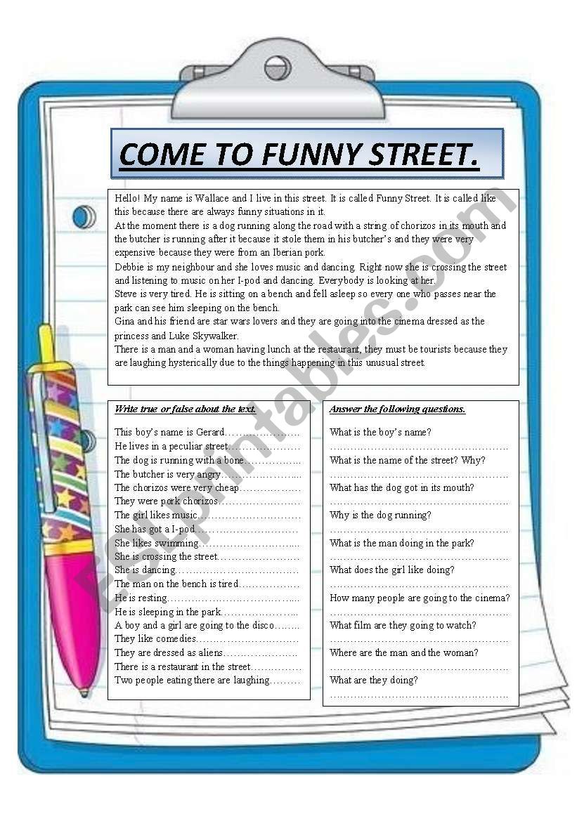 COME TO FUNNY STREET. READING.