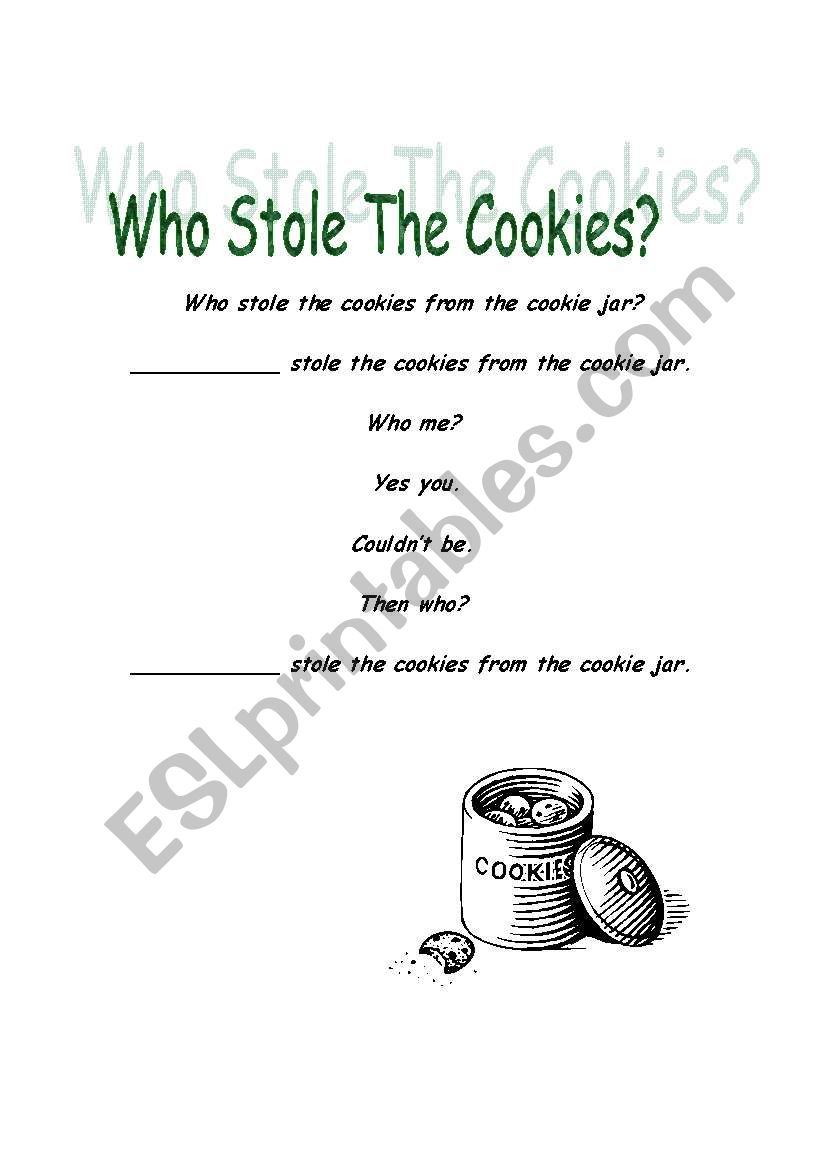 Who Stole The Cookies worksheet