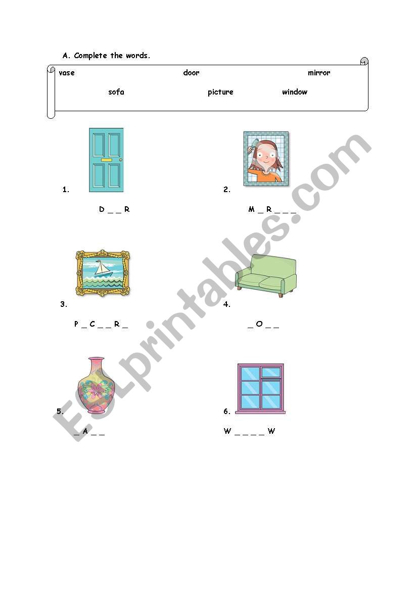 Furniture worksheet