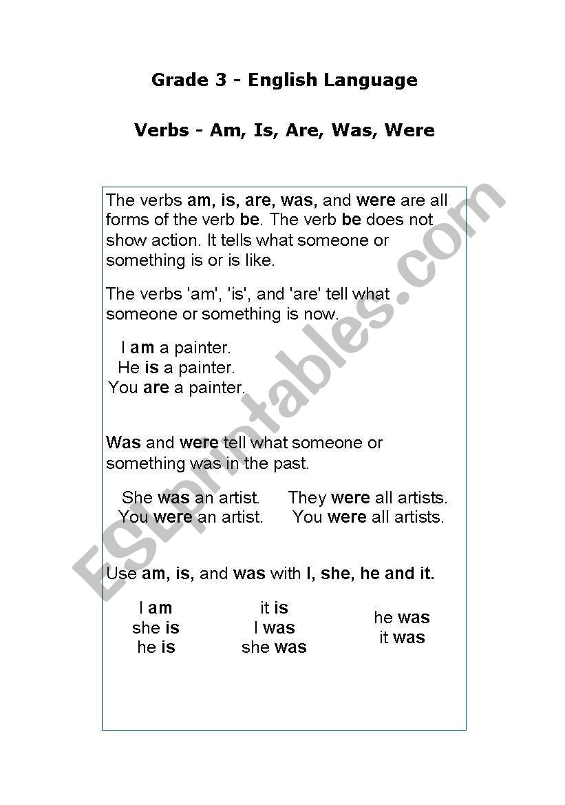 verb be  worksheet