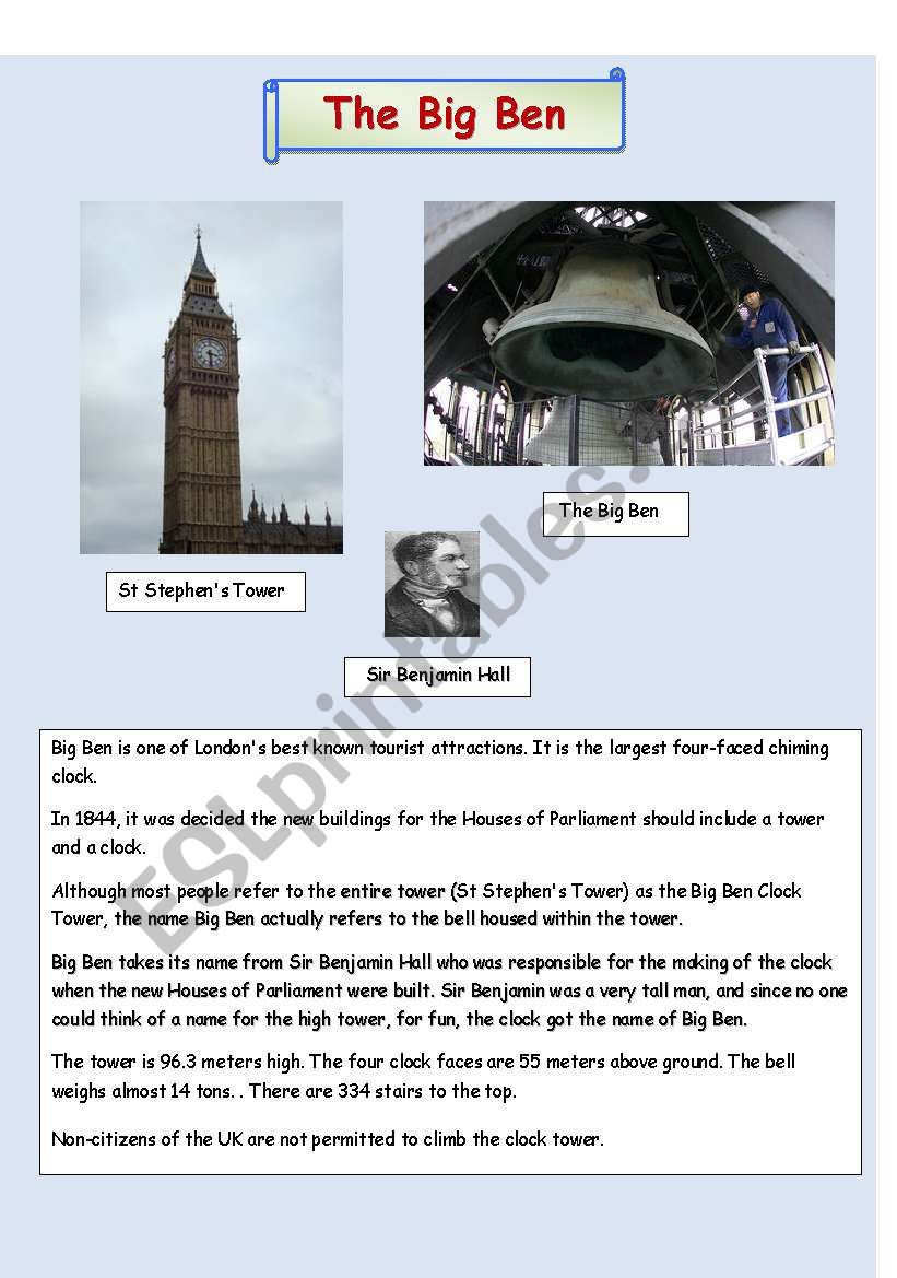 The Big Ben worksheet