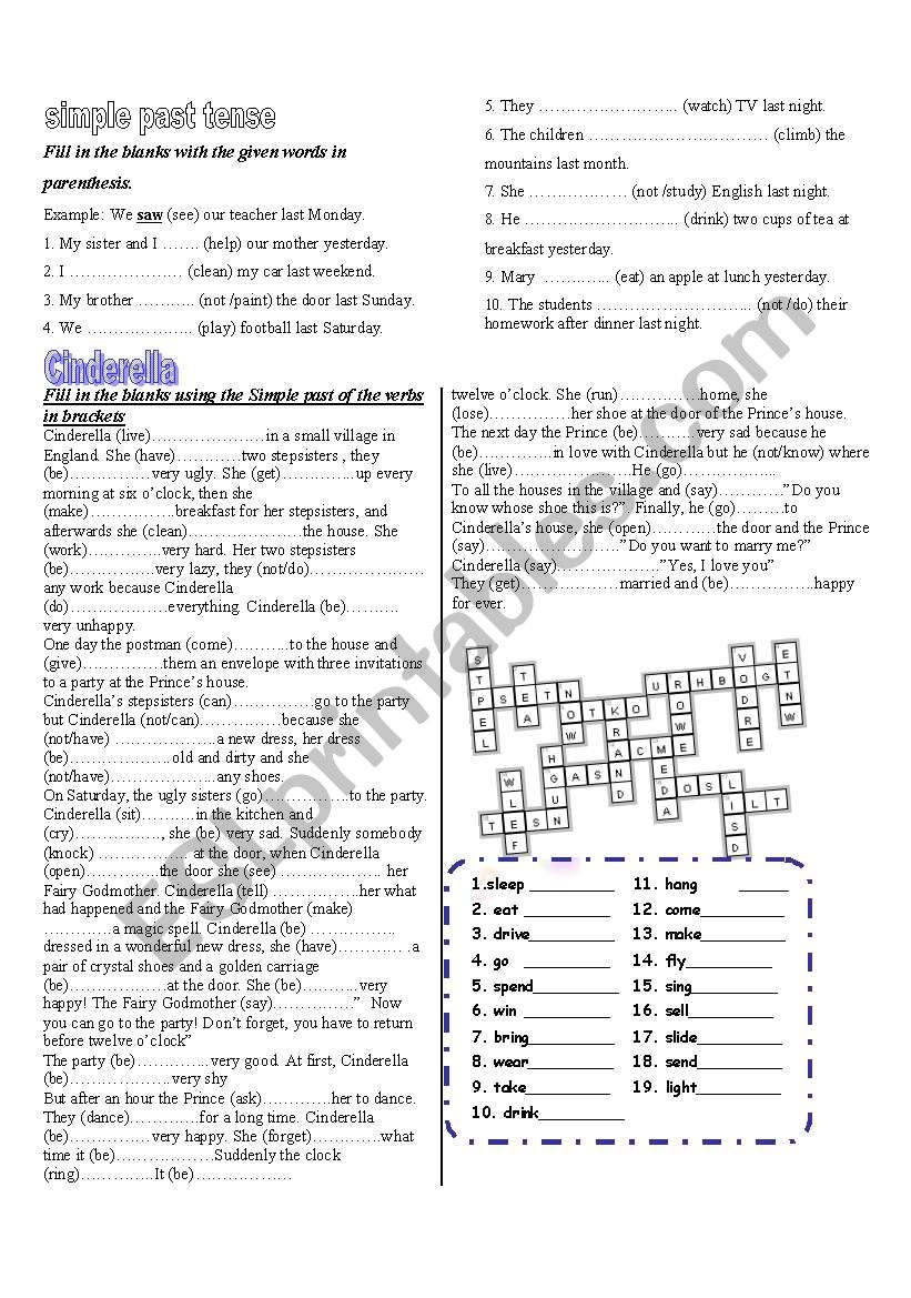 past simple  worksheet