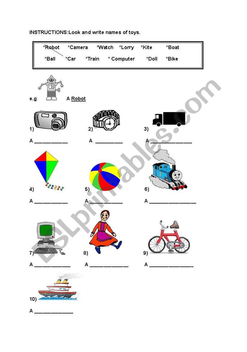 TOYS worksheet