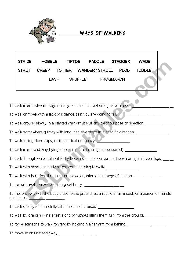 Ways of walking worksheet