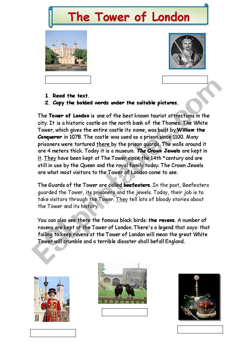 The Tower of London 2 pages worksheet