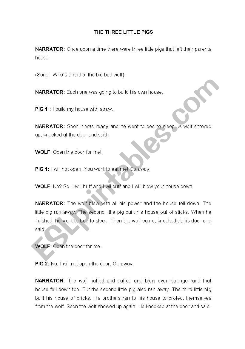 the three little pigs worksheet