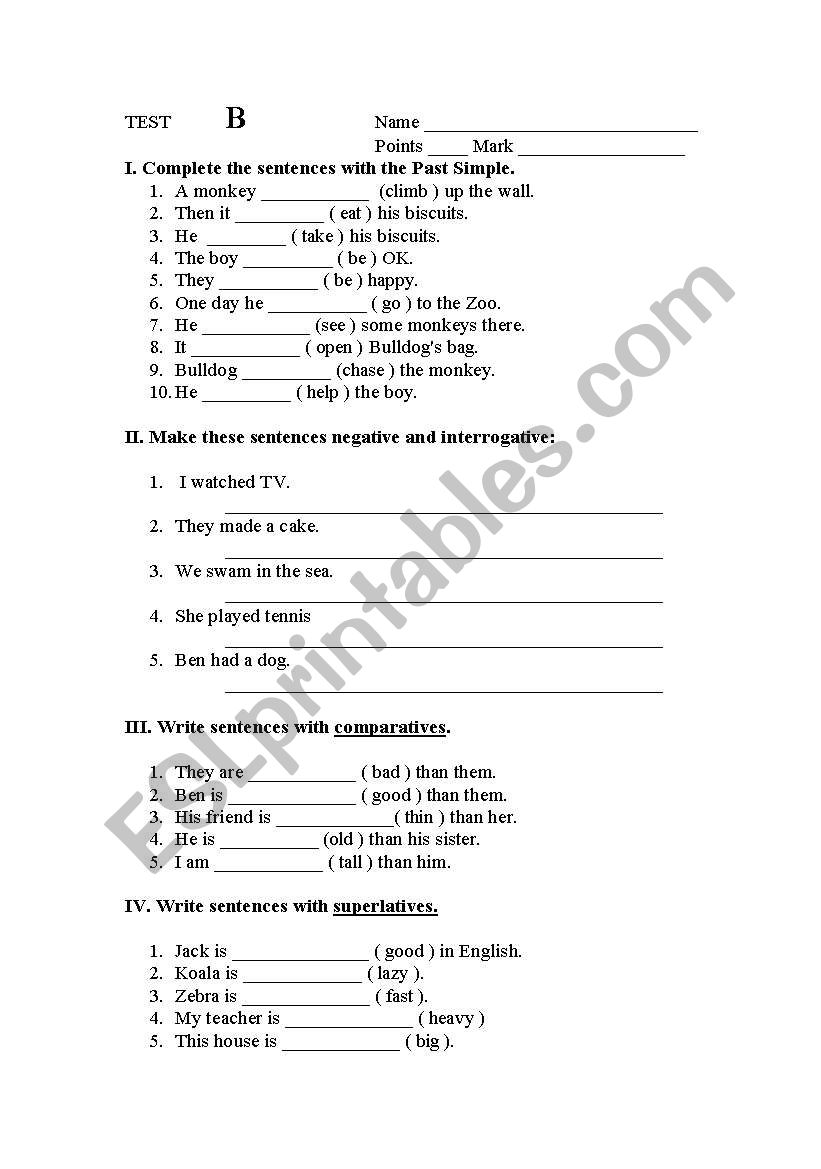 test worksheet
