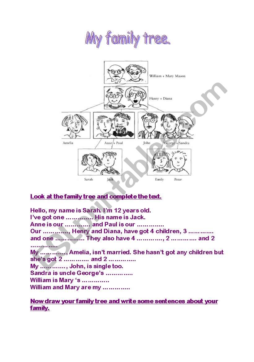 My family tree worksheet