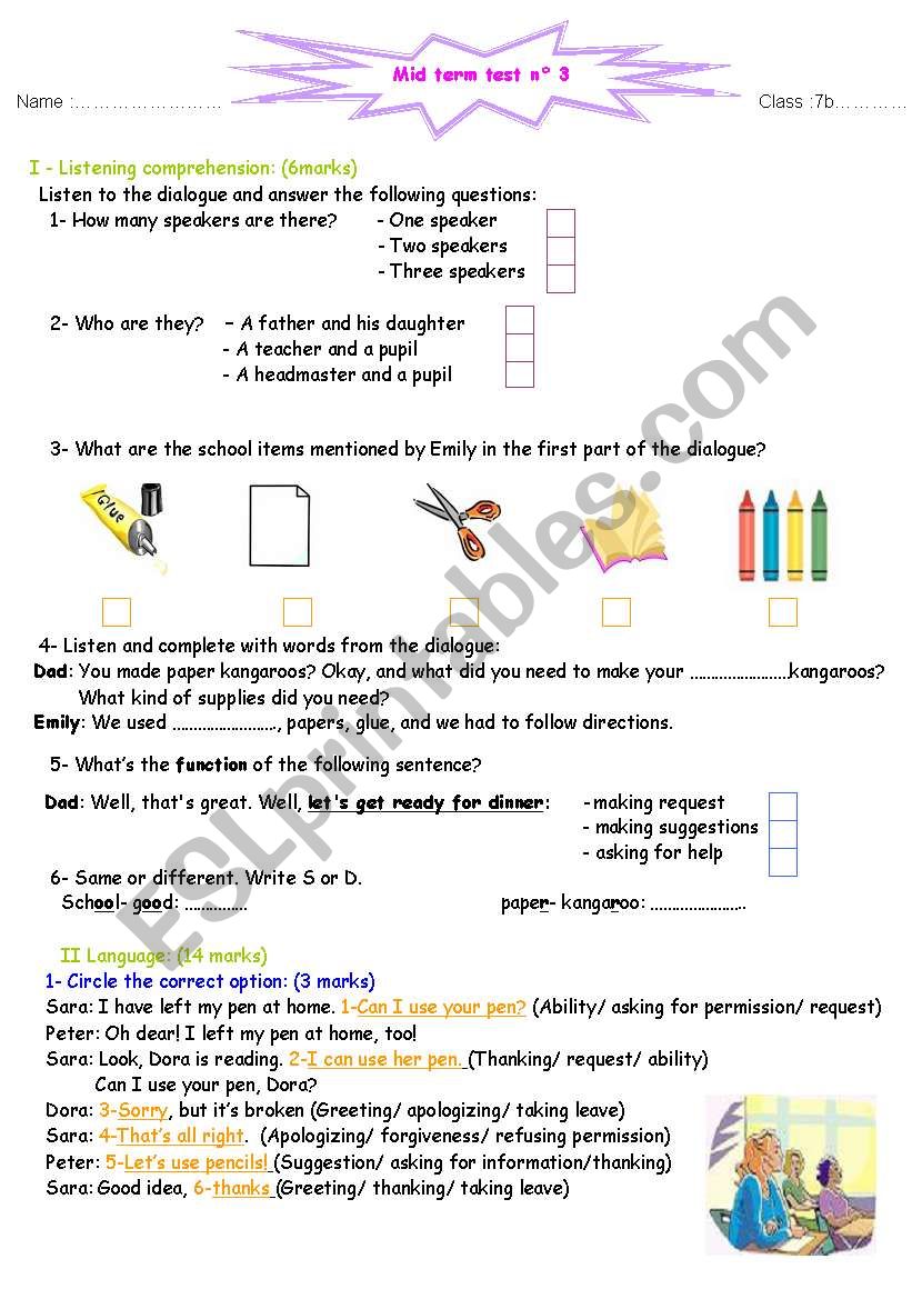 mid term test n3 worksheet