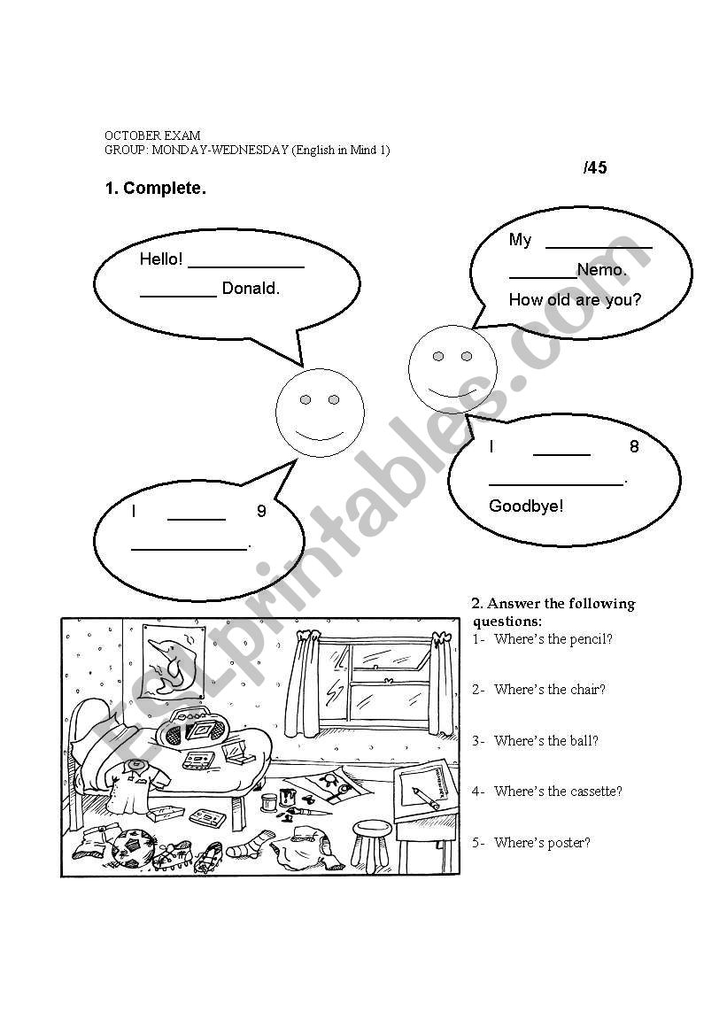 EXAM worksheet