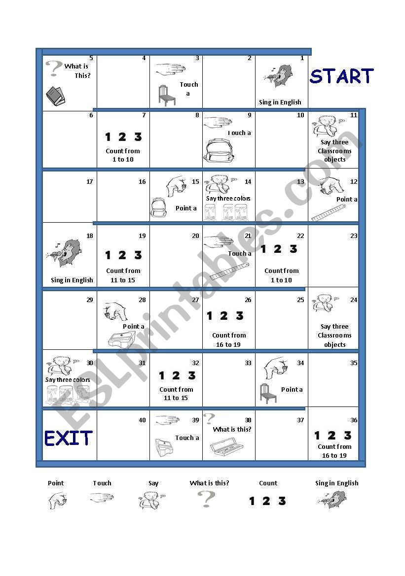 Class board game worksheet