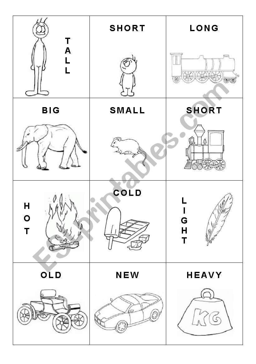 Opposite adjectives - cards worksheet