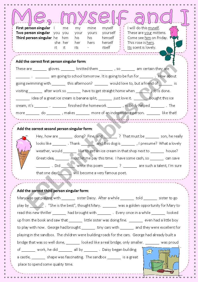 Me Myself And I Esl Worksheet By Fidelina