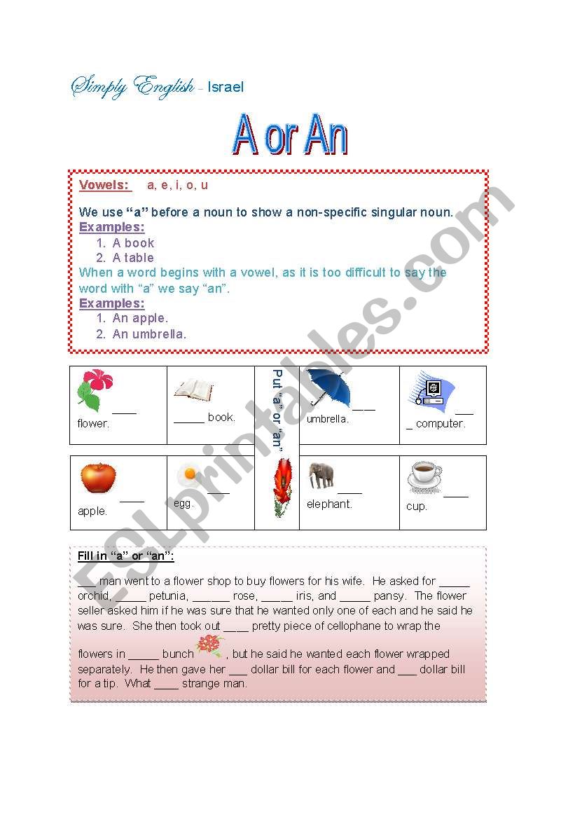 A or An worksheet