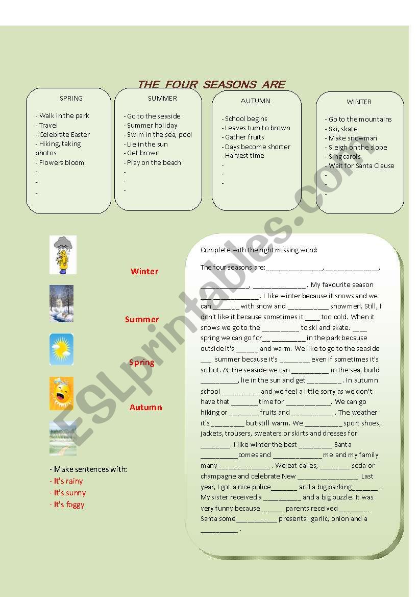 Seasons worksheet