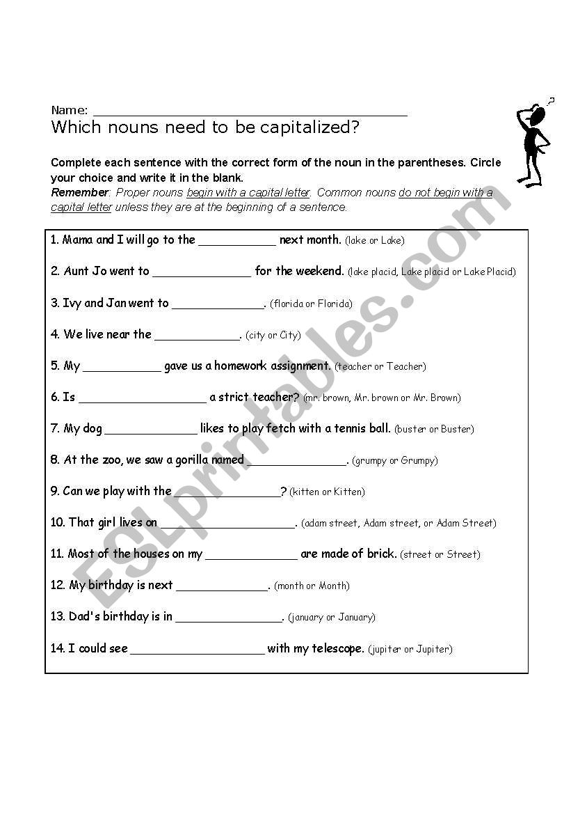 Common and Proper Nouns worksheet