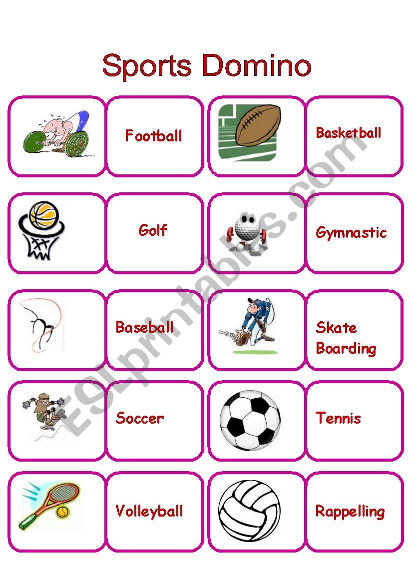 Sports Domino worksheet